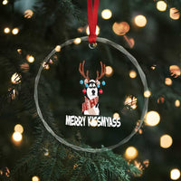 Funny Xmas Husky Crystal Glass Ornament Merry Kissmyasss Husky Reindeer Dog Lover TS09