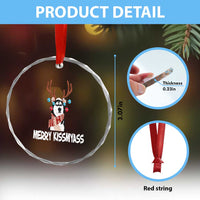 Funny Xmas Husky Crystal Glass Ornament Merry Kissmyasss Husky Reindeer Dog Lover TS09