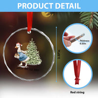 Funny Xmas Ice Skating Crystal Glass Ornament Have An Ice Day Goose Xmas Tree TS11