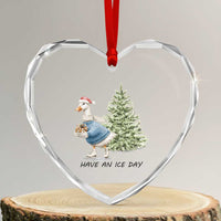 Funny Xmas Ice Skating Heart Crystal Glass Ornament Have An Ice Day Goose Xmas Tree - Wonder Print Shop