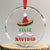 Funny Xmas In Mexico Crystal Glass Ornament Feliz Navidad Sombrero Santa Hat - Wonder Print Shop