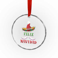 Funny Xmas In Mexico Crystal Glass Ornament Feliz Navidad Sombrero Santa Hat TS11