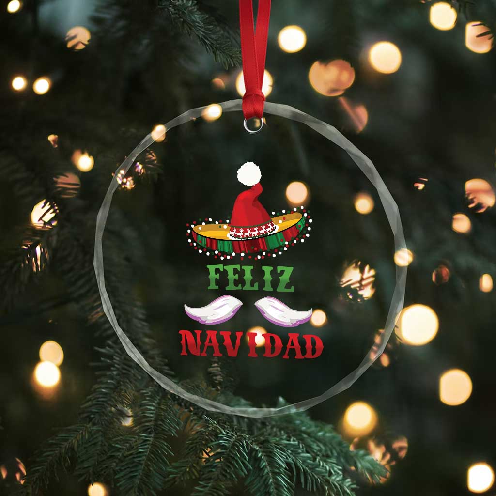 Funny Xmas In Mexico Crystal Glass Ornament Feliz Navidad Sombrero Santa Hat TS11