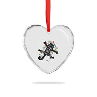 Funny Xmas It's Fine I'm Fine Everything Is Fine Heart Crystal Glass Ornament Black Cat - Wonder Print Shop