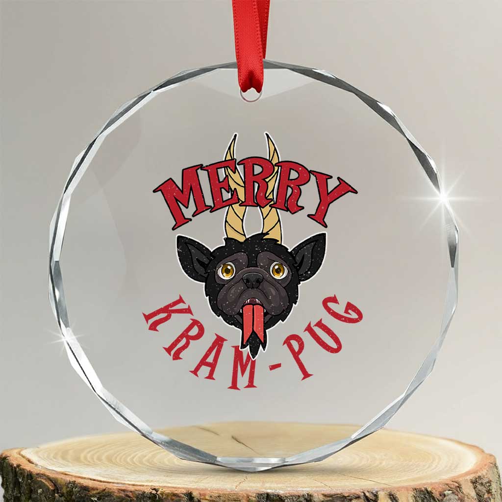 Funny Xmas Krampus Pug Dog Crystal Glass Ornament Merry Krampug Cute Pug Satan TS09