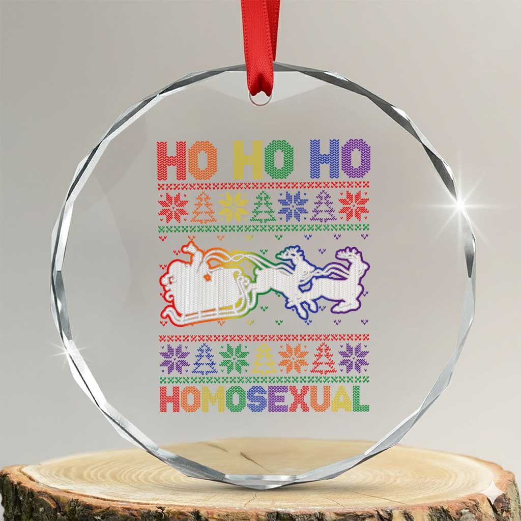 Funny Xmas LGBT Crystal Glass Ornament Ho Ho Ho Homosexual TS09