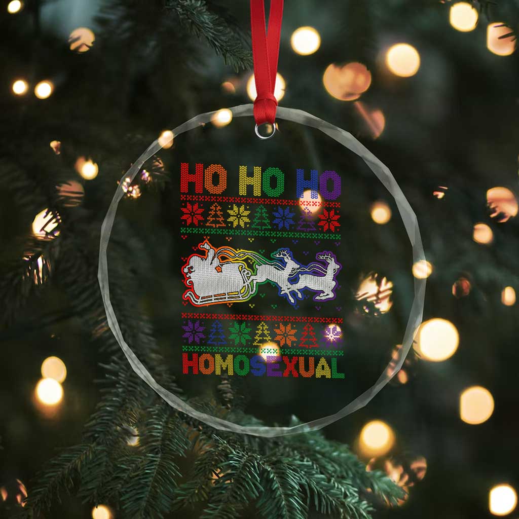 Funny Xmas LGBT Crystal Glass Ornament Ho Ho Ho Homosexual TS09