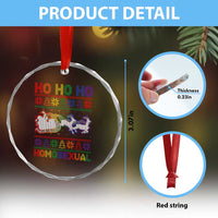 Funny Xmas LGBT Crystal Glass Ornament Ho Ho Ho Homosexual TS09