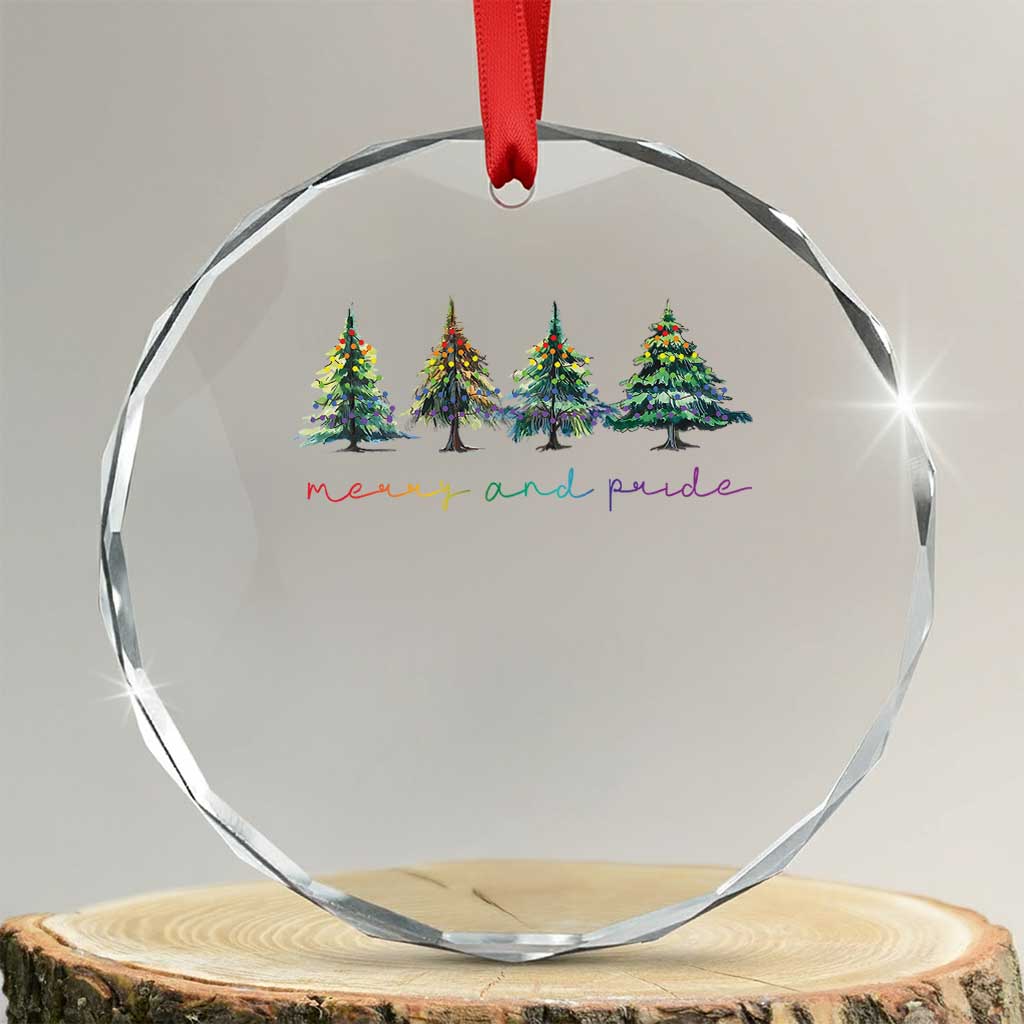 Funny Xmas LGBT Crystal Glass Ornament Merry And Pride Rainbow Xmas Tree TS11