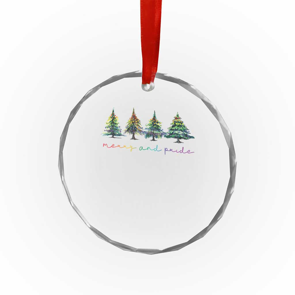 Funny Xmas LGBT Crystal Glass Ornament Merry And Pride Rainbow Xmas Tree TS11