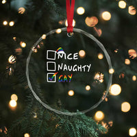 Funny Xmas LGBT Crystal Glass Ornament Naughty Nice Gay TS09