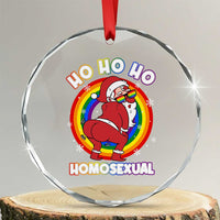 Funny Xmas LGBT Crystal Glass Ornament Santa Ho Ho Ho Homosexual TS09