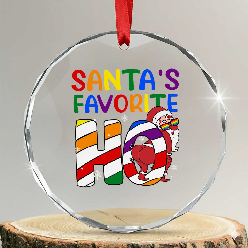 Funny Xmas LGBT Crystal Glass Ornament Santas Favorite Ho Rainbow TS09