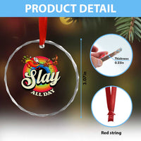 Funny Xmas LGBT Crystal Glass Ornament Slay All Day Sleigh Rainbow TS09