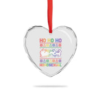 Funny Xmas LGBT Heart Crystal Glass Ornament Ho Ho Ho Homosexual - Wonder Print Shop