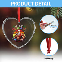Funny Xmas LGBT Heart Crystal Glass Ornament Ho Ho Ho Mosexual Rainbow Santa - Wonder Print Shop