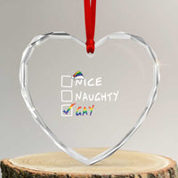 Funny Xmas LGBT Heart Crystal Glass Ornament Naughty Nice Gay - Wonder Print Shop