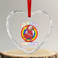 Funny Xmas LGBT Heart Crystal Glass Ornament Santa Ho Ho Ho Homosexual - Wonder Print Shop