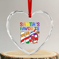 Funny Xmas LGBT Heart Crystal Glass Ornament Santas Favorite Ho Rainbow - Wonder Print Shop