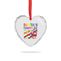Funny Xmas LGBT Heart Crystal Glass Ornament Santas Favorite Ho Rainbow - Wonder Print Shop