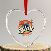 Funny Xmas LGBT Heart Crystal Glass Ornament Slay All Day Sleigh Rainbow - Wonder Print Shop