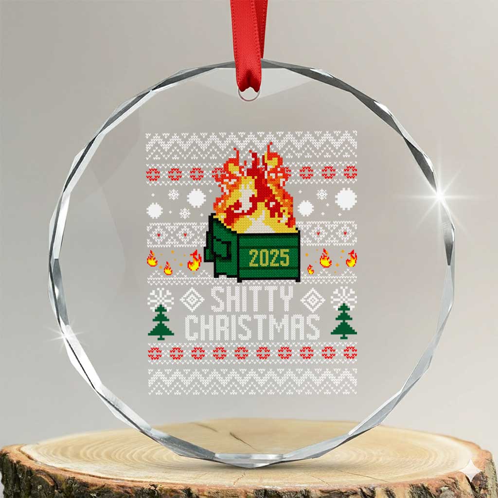 Funny Xmas Lil Dumpster Fire Crystal Glass Ornament Shitty Christmas Festive Holiday - Wonder Print Shop
