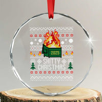 Funny Xmas Lil Dumpster Fire Crystal Glass Ornament Shitty Christmas Festive Holiday - Wonder Print Shop