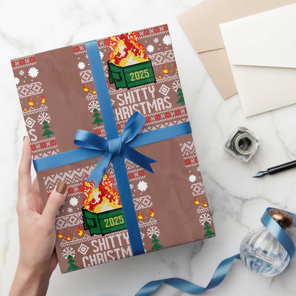 Funny Xmas Lil Dumpster Fire Wrapping Paper Roll Shitty Christmas Festive Holiday - Wonder Print Shop