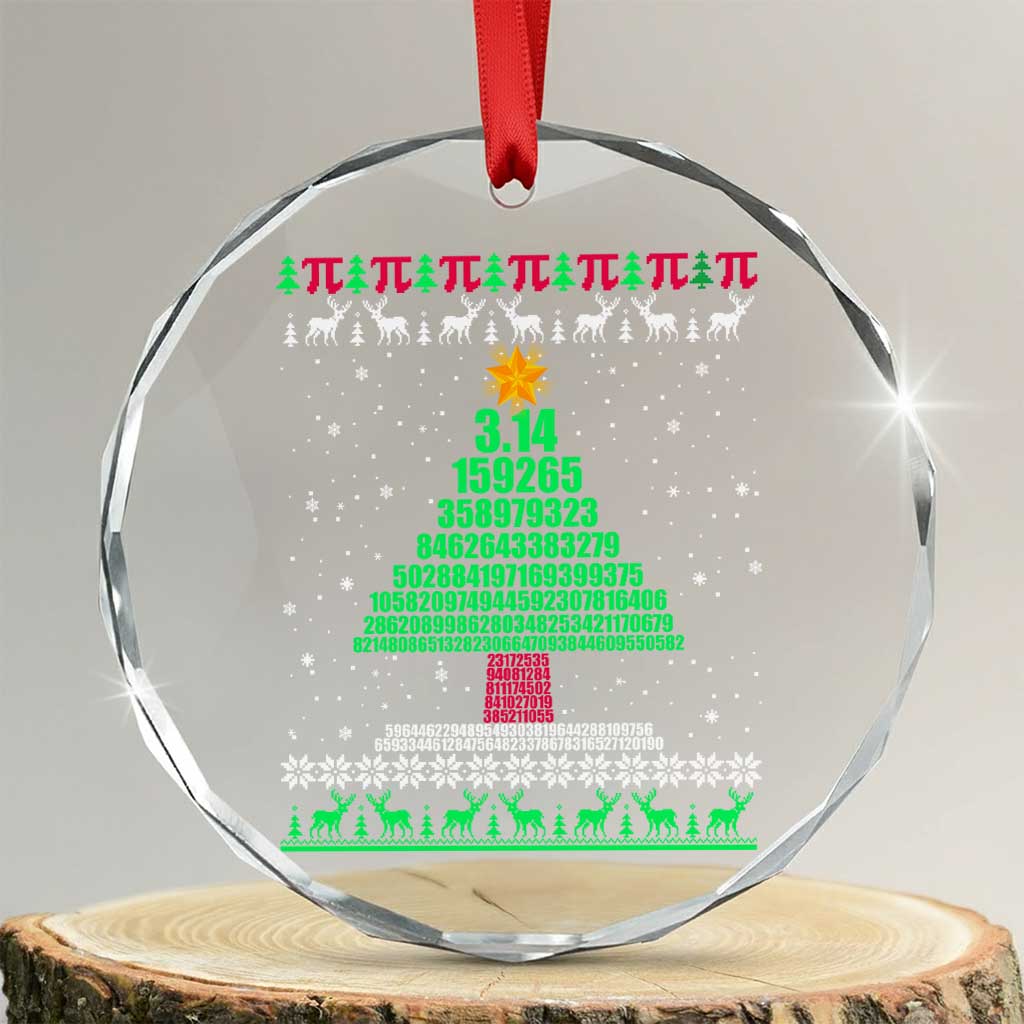 Funny Xmas Math Crystal Glass Ornament 3.14 Pi Christmas Tree TS09