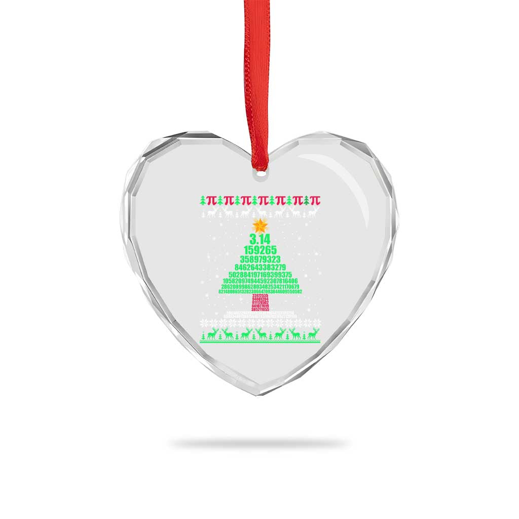 Funny Xmas Math Heart Crystal Glass Ornament 3.14 Pi Christmas Tree - Wonder Print Shop