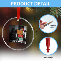 Funny Xmas Meme Chilling Guy Santa Crystal Glass Ornament TS09