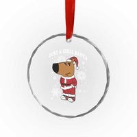 Funny Xmas Meme Just A Chill Santa Crystal Glass Ornament TS09
