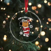 Funny Xmas Meme Just A Chill Santa Crystal Glass Ornament TS09