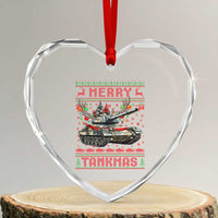 Funny Xmas Military Heart Crystal Glass Ornament Merry Tankmas Tank Veteran Army - Wonder Print Shop