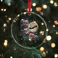 Funny Xmas Moo Deng Crystal Glass Ornament Baby Hippo Santa Sleigh Galaxy Outer Space TS09
