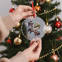 Funny Xmas Moo Deng Crystal Glass Ornament Baby Hippo Santa Sleigh Galaxy Outer Space TS09