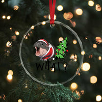 Funny Xmas Moo Deng Crystal Glass Ornament What Baby Hippo Pushing Christmas Tree TS09