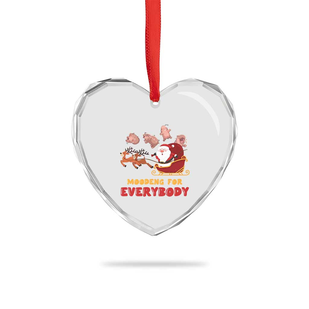 Funny Xmas Moo Deng For Everyone Heart Crystal Glass Ornament Cute Baby Hippo Santa Reindeer - Wonder Print Shop