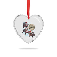 Funny Xmas Moo Deng Heart Crystal Glass Ornament Baby Hippo Santa Sleigh Galaxy Outer Space - Wonder Print Shop