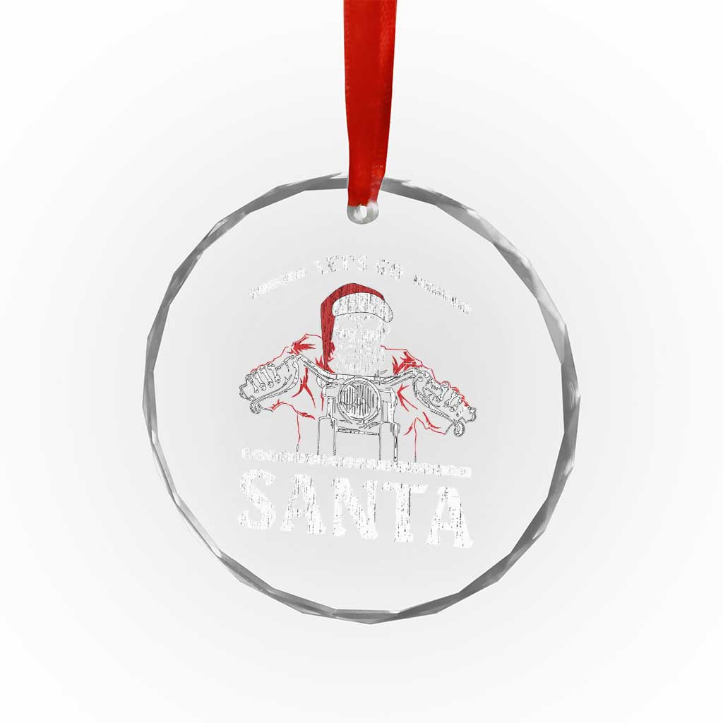 Funny Xmas Motorcycle Santa Crystal Glass Ornament Let's Go Santa Skull Motorbike Rider TS10