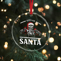 Funny Xmas Motorcycle Santa Crystal Glass Ornament Let's Go Santa Skull Motorbike Rider TS10