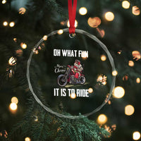 Funny Xmas Motorcycle Santa Crystal Glass Ornament Oh What Fun It Is To Ride Motorbike Rider Xmas Gift TS10