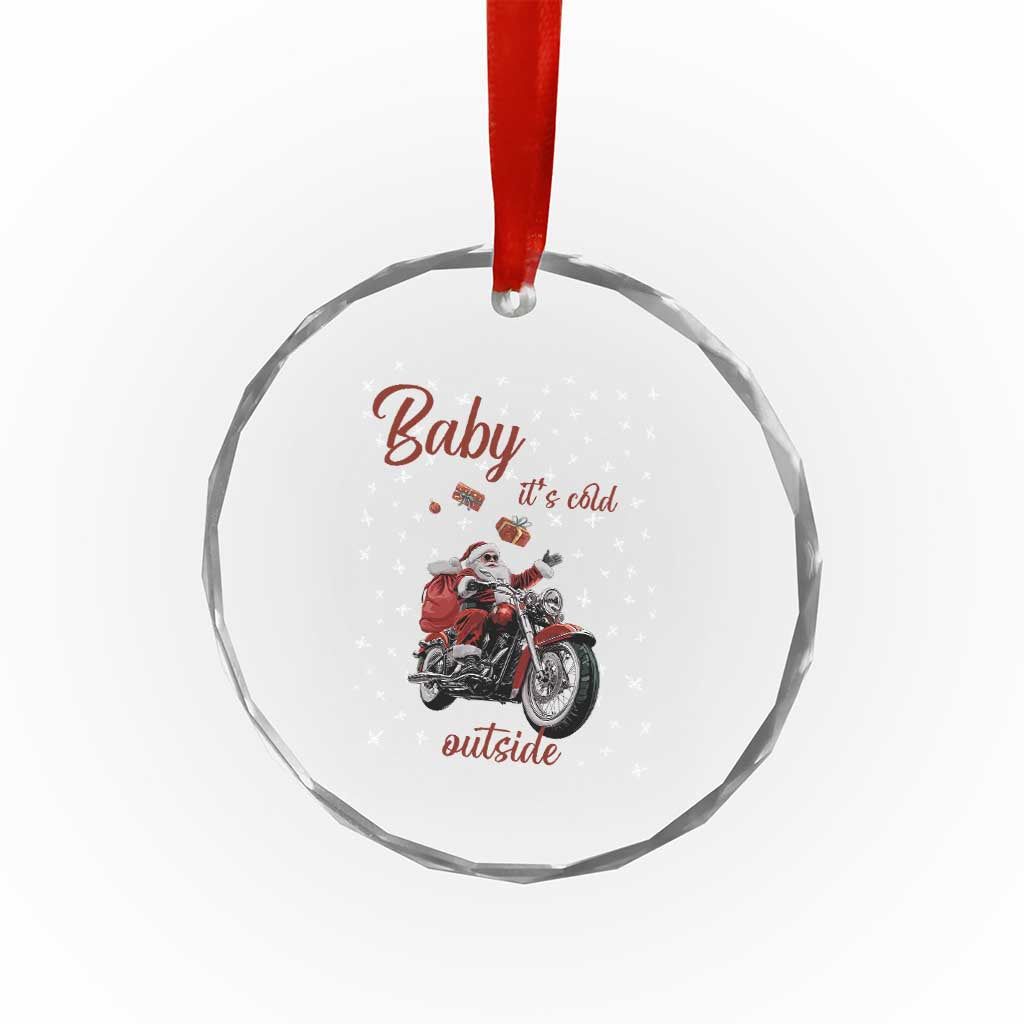 Funny Xmas Motorcycle Santa Crystal Glass Ornament Xmas Motorbike Biker Gift TS10