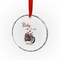 Funny Xmas Motorcycle Santa Crystal Glass Ornament Xmas Motorbike Biker Gift TS10