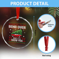 Funny Xmas Movie Crystal Glass Ornament Bend Over And I'll Show You Merry Xmas Tree Ugly Sweater TS02
