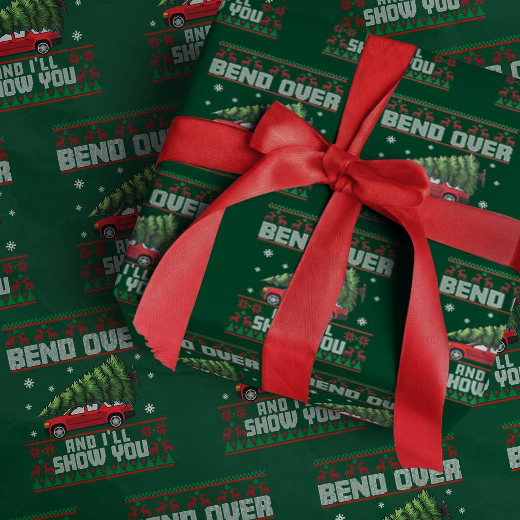 Funny Xmas Movie Wrapping Paper Roll Bend Over And I'll Show You Merry Xmas Tree Ugly Sweater