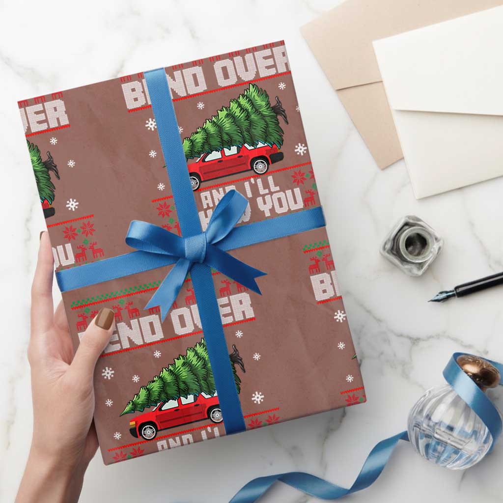 Funny Xmas Movie Wrapping Paper Roll Bend Over And I'll Show You Merry Xmas Tree Ugly Sweater