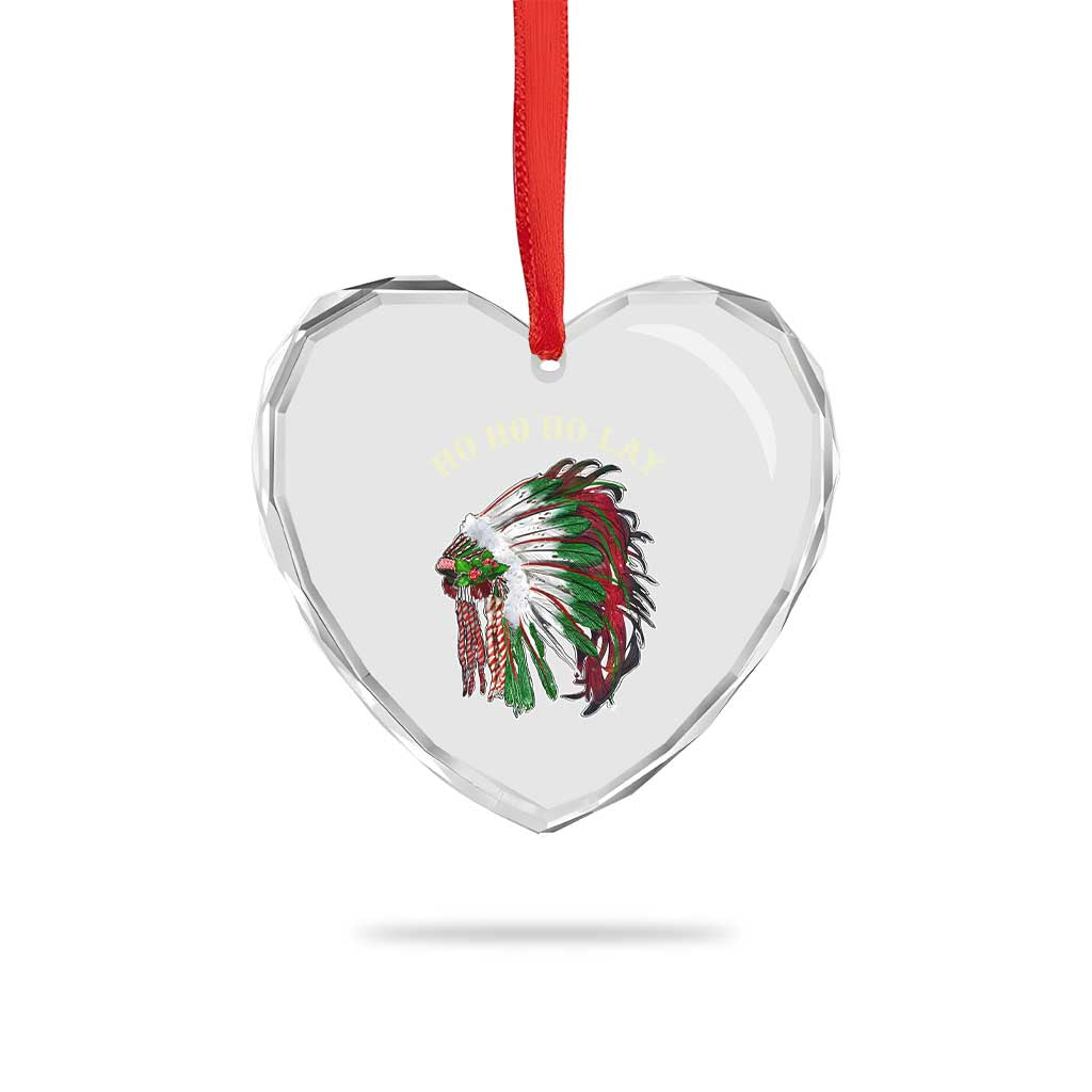 Funny Xmas Native American Heart Crystal Glass Ornament Ho Ho Ho Lay Vintage War Bonnet - Wonder Print Shop