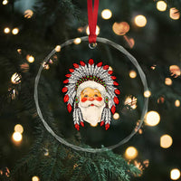 Funny Xmas Native American Indian Santa War Bonnet Crystal Glass Ornament TS11