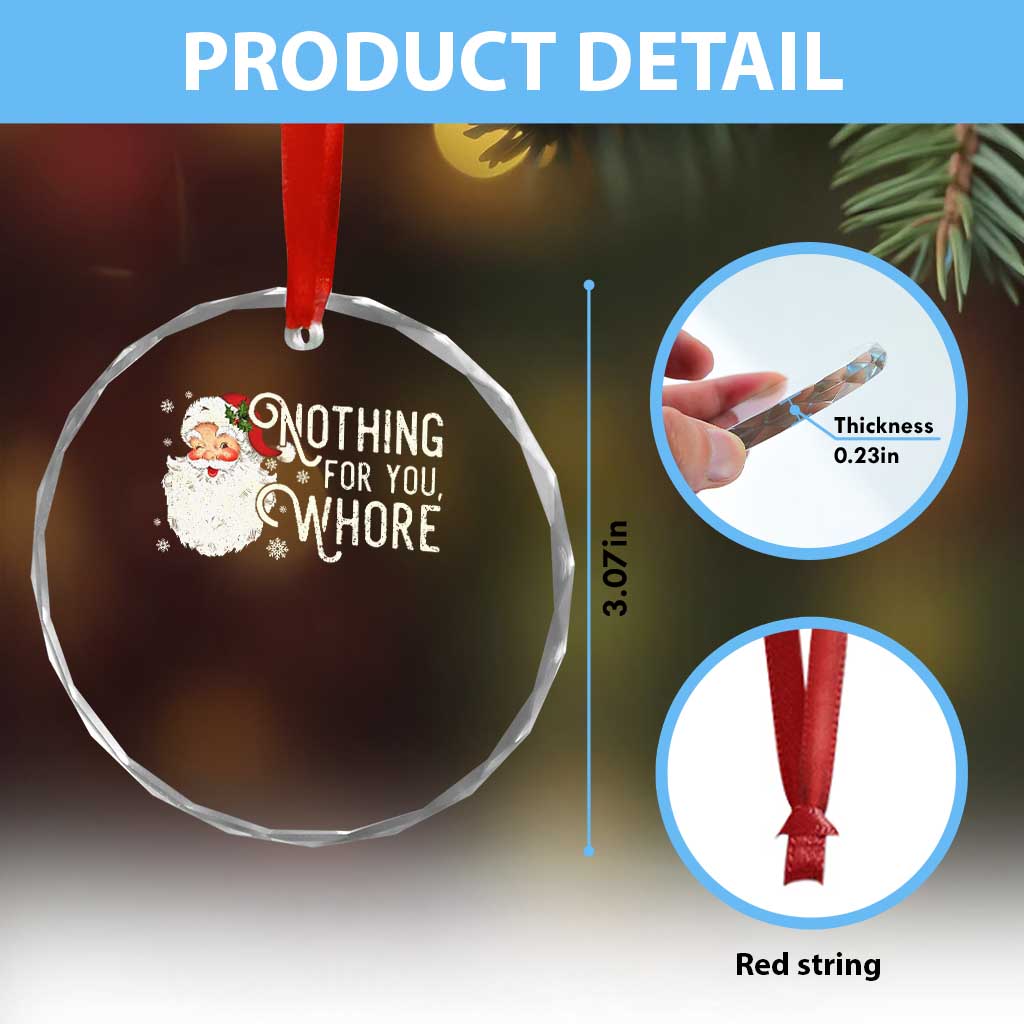 Funny Xmas Naughty Santa Crystal Glass Ornament Nothing For You Whore TS11